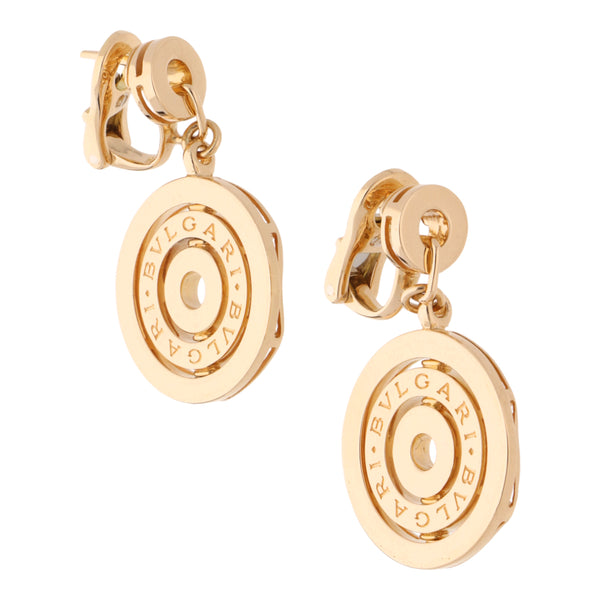 Aretes hechura italiana firma Bvlgari en oro amarillo 18 kilates.