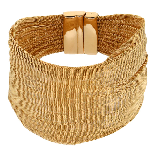 Pulsera eslabón tejido firma Tous en oro amarillo 18 kilates.