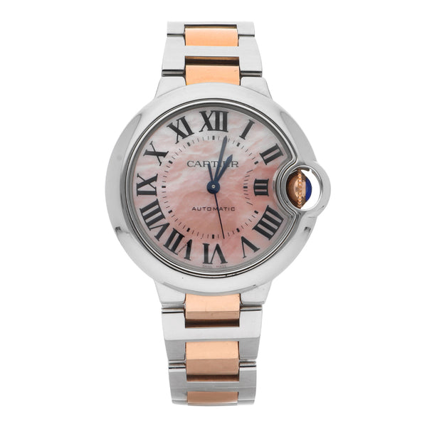 Reloj Cartier para dama modelo Ballon Bleu con vistas en oro rosa 18 kilates.