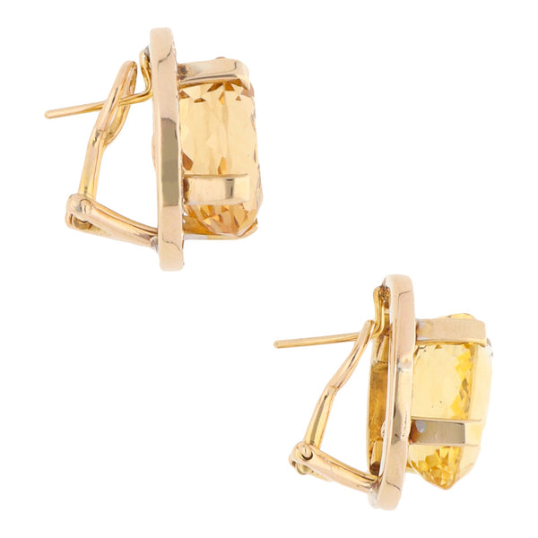 Aretes hechura especial con sintéticos y diamantes en oro amarillo 14 kilates.