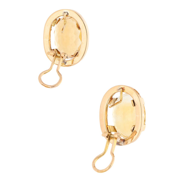 Aretes hechura especial con sintéticos y diamantes en oro amarillo 14 kilates.