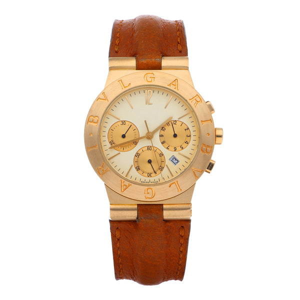 Reloj Bvlgari para caballero/unisex modelo Diagono Chronograph caja en oro amarillo 18 kilates.