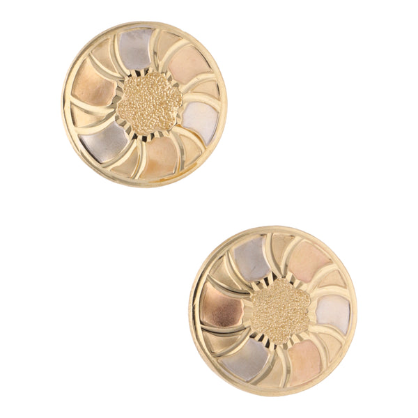 Aretes hechura especial en oro tres tonos 14 kilates.