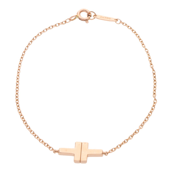 Pulsera eslabón cruzado firma Tiffany & Co. en oro rosa 18 kilates.