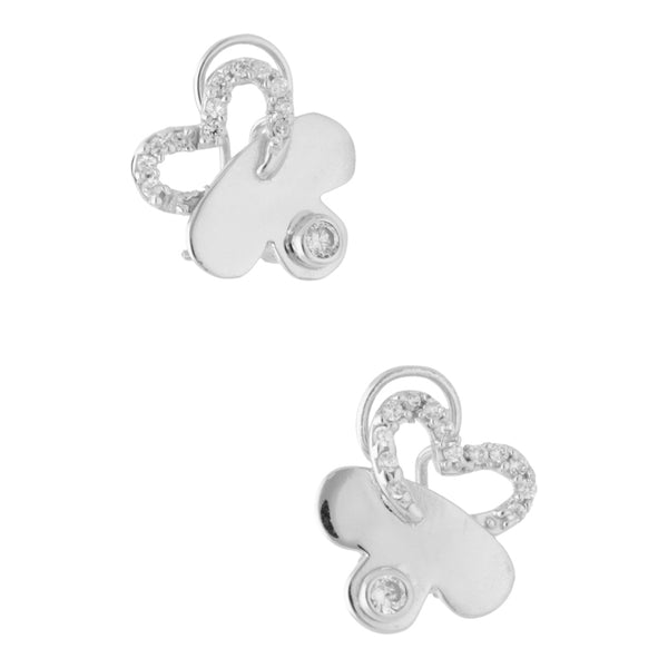 Aretes hechura especial con sintéticos en oro blanco 14 kilates.