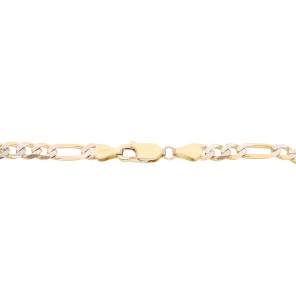 Pulsera de tres eslabones por uno diamantada en oro amarillo 14 kilates.