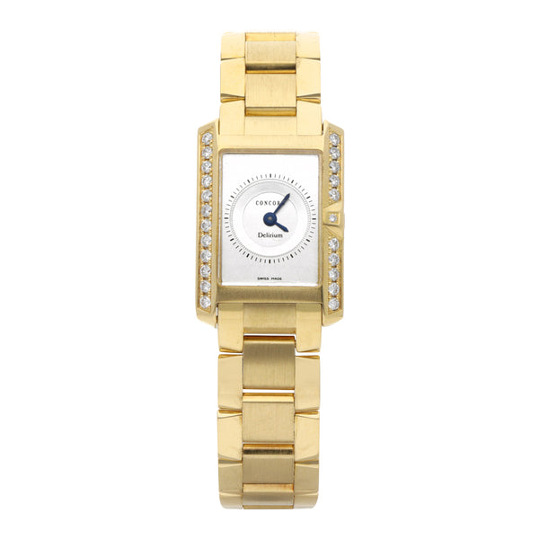 Reloj Concord para dama modelo Delirium en oro amarillo 18 kilates.