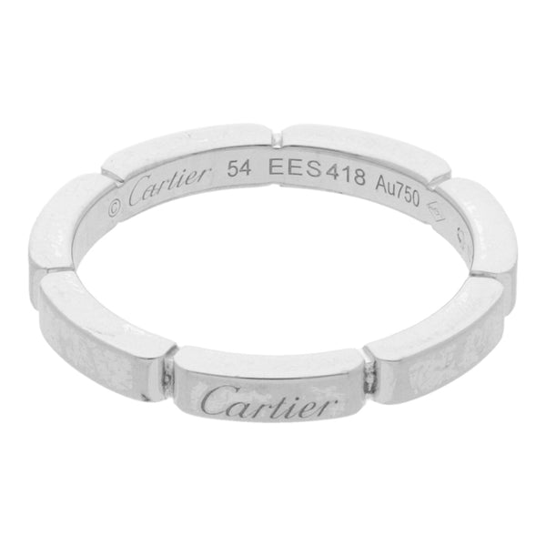 Argolla hechura especial firma Cartier en oro blanco 18 kilates.