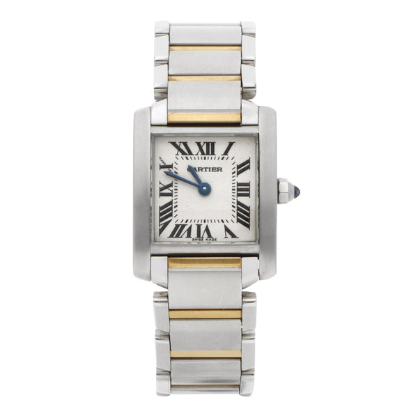 Reloj Cartier para dama modelo Tank Francaise vistas en oro amarillo 18 kilates.