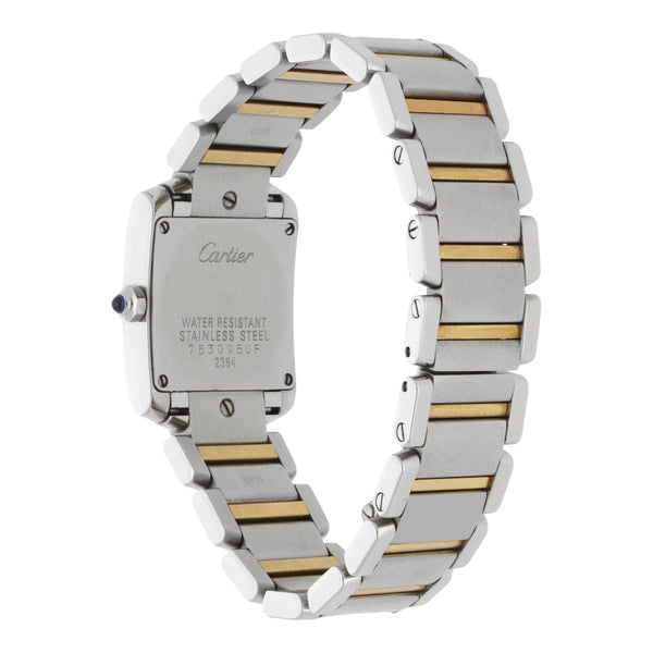 Reloj Cartier para dama modelo Tank Francaise vistas en oro amarillo 18 kilates.