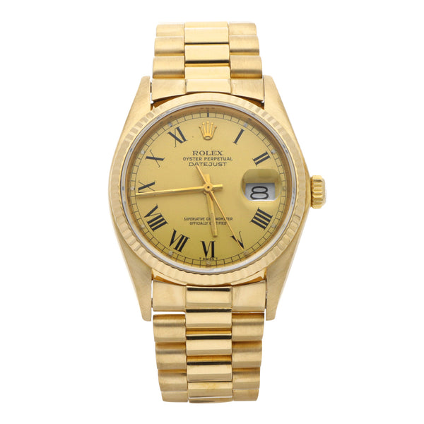 Reloj Rolex para caballero modelo Oyster Perpetual DateJust en oro amarillo 18 kilates.