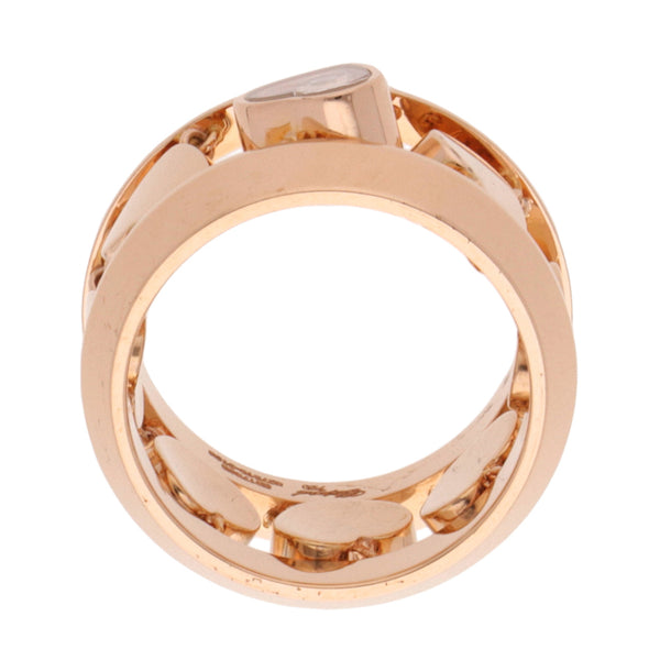 Anillo articulado con diamante motivo corazón firma Chopard en oro rosa 18 kilates.