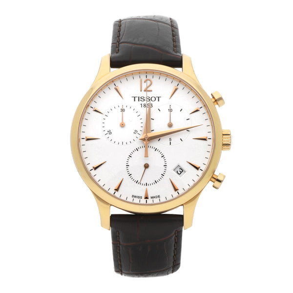 Reloj Tissot para caballero en acero chapa correa piel.