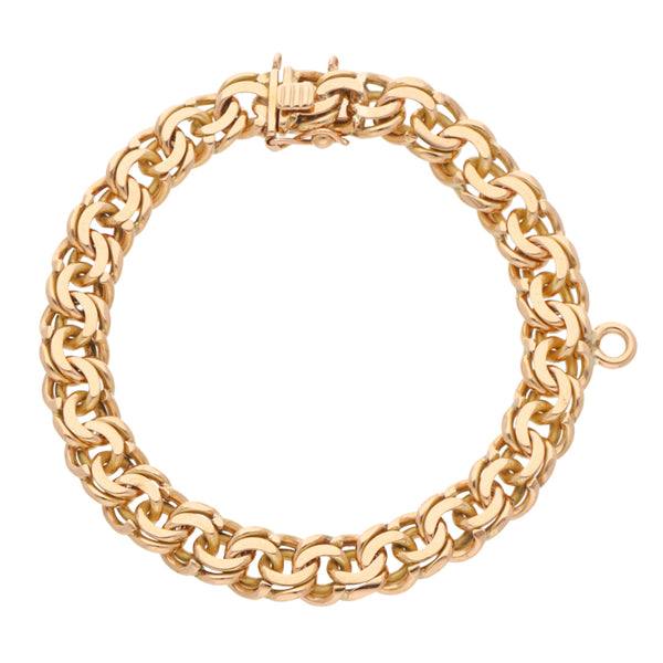 Pulsera eslabón doble en oro amarillo 18 kilates.