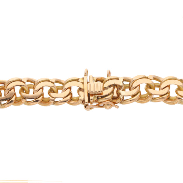 Pulsera eslabón doble en oro amarillo 18 kilates.
