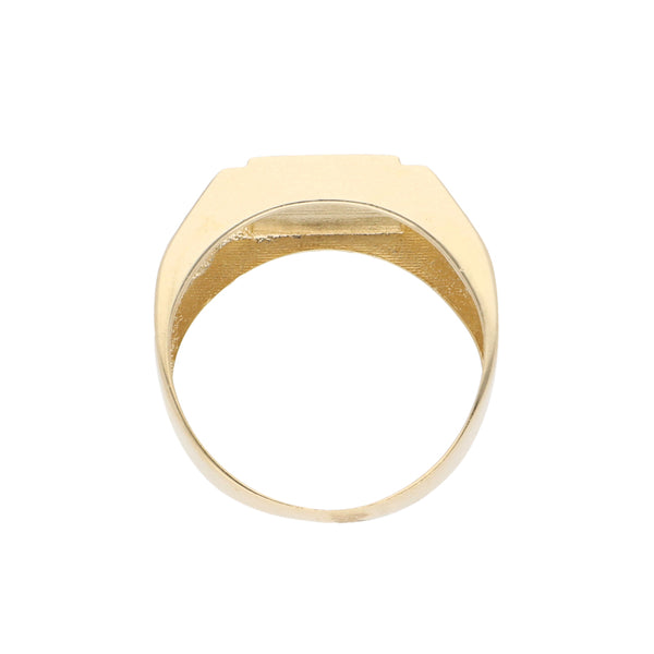 Anillo tipo sello con ónix en oro amarillo 14 kilates.