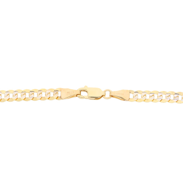 Pulsera eslabón barbado diamantado en oro amarillo 14 kilates.