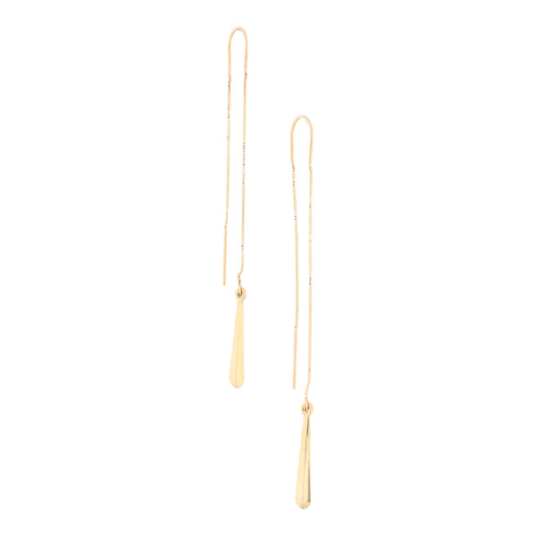 Aretes hechura especial con colgantes en oro amarillo 14 kilates.