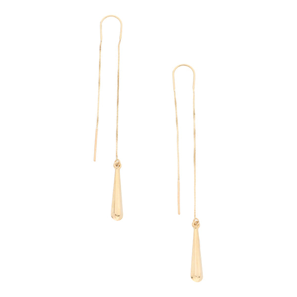 Aretes hechura especial con colgantes en oro amarillo 14 kilates.