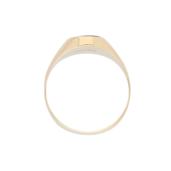 Anillo tipo sello con sintético en oro amarillo 14 kilates.