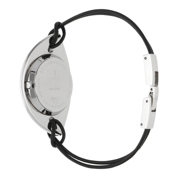 Reloj Calvin Klein para dama en acero inoxidable correa piel.