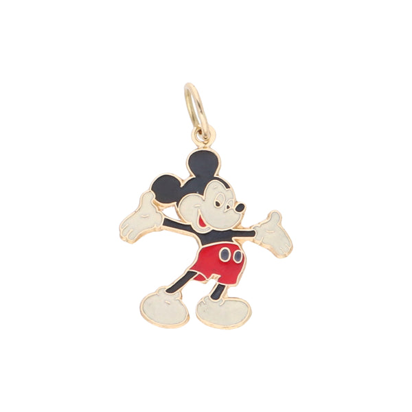 Dije hechura italiana motivo Mickey Mouse con esmalte en oro amarillo 14 kilates.