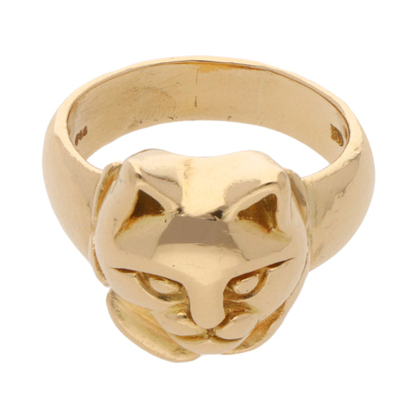 Anillo hechura especial motivo gato en oro amarillo 18 kilates.