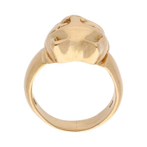 Anillo hechura especial motivo gato en oro amarillo 18 kilates.