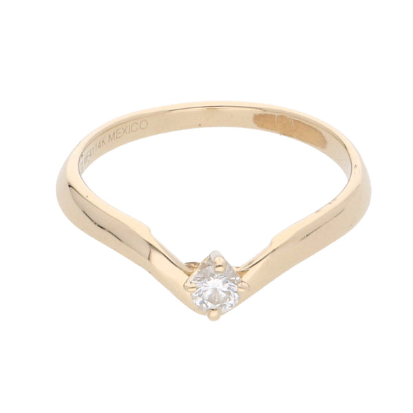 Anillo solitario con diamante en oro amarillo 14 kilates.