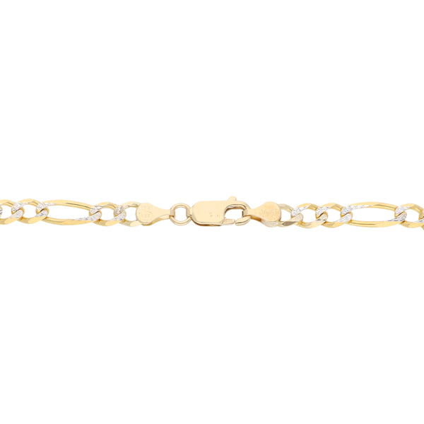 Pulsera de tres eslabones por uno diamantada en oro amarillo 14 kilates.