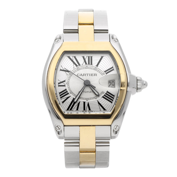 Reloj Cartier para caballero modelo Roadster vistas en oro amarillo 18 kilates.