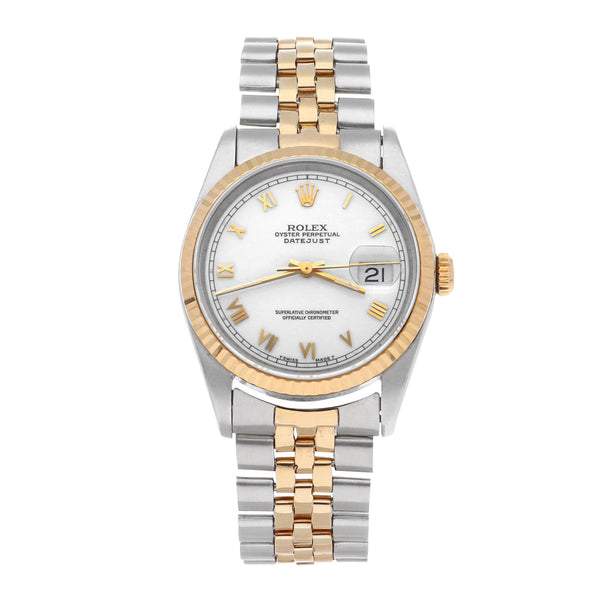 Reloj Rolex para caballero modelo Oyster Perpetual DateJust vistas en oro amarillo 18 kilates.