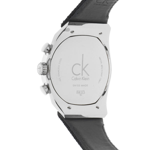 Reloj Calvin Klein para caballero en acero inoxidable correa textil/cuero.