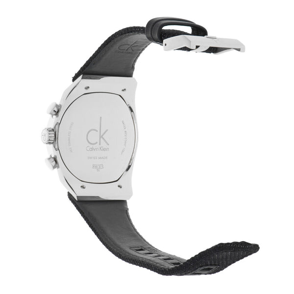 Reloj Calvin Klein para caballero en acero inoxidable correa textil/cuero.