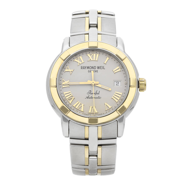 Reloj Raymond Weil para caballero modelo Parsifal vistas en oro amarillo 18 kilates.