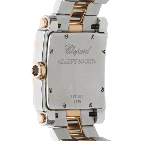 Reloj Chopard para dama modelo Happy Sport vistas en oro rosa 18 kilates.