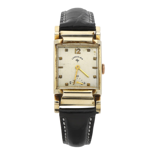 Reloj Lord Elgin para dama en oro amarillo 14 kilates correa piel.