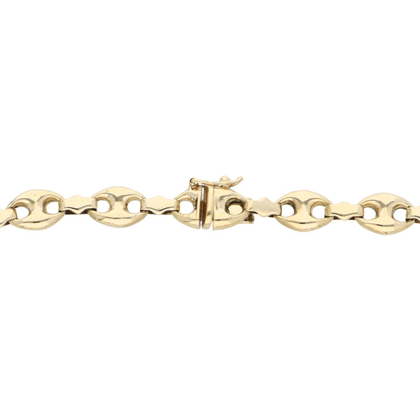 Pulsera hechura italiana eslabón combinado en oro amarillo 14 kilates.