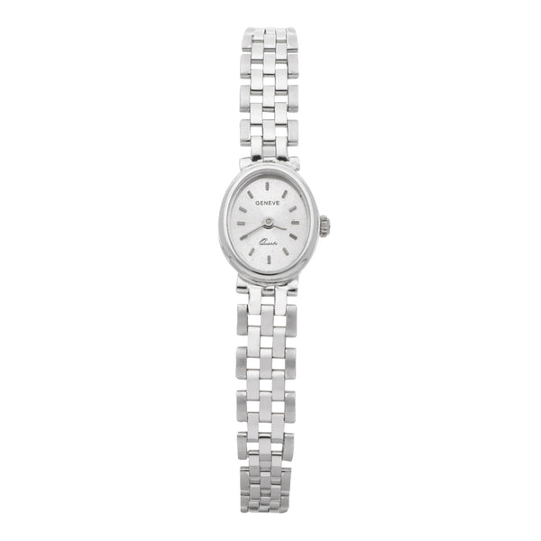 Reloj Geneve para dama en oro blanco 14 kilates.