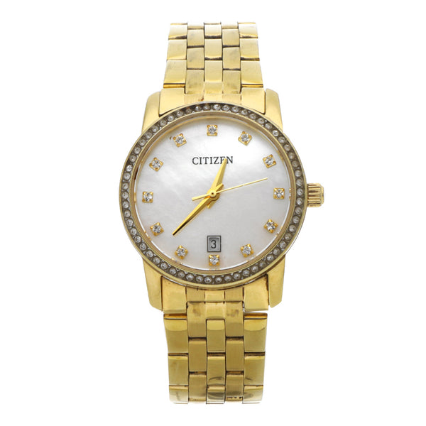 Reloj Citizen para dama en acero chapa.