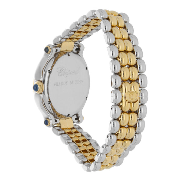 Reloj Chopard para dama modelo Happy Sport vistas en oro amarillo 18 kilates.