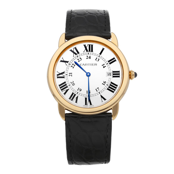 Reloj Cartier para caballero modelo Ronde Louis Cartier caja en oro amarillo 18 kilates.