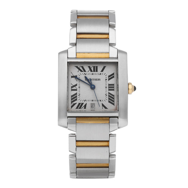 Reloj Cartier para caballero modelo Tank Francaise vistas en oro amarillo 18 kilates.