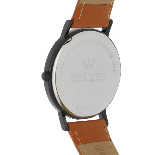 Reloj Belle Queen para caballero en acero esmalte correa piel.