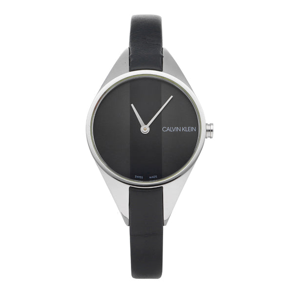 Reloj Calvin Klein para dama en acero inoxidable correa piel.