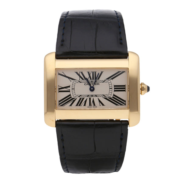 Reloj Cartier para caballero modelo Tank Divan caja en oro amarillo 18 Kilates.