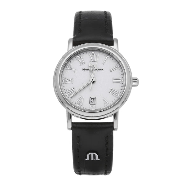 Reloj Maurice Lacroix para dama en acero inoxidable correa piel.