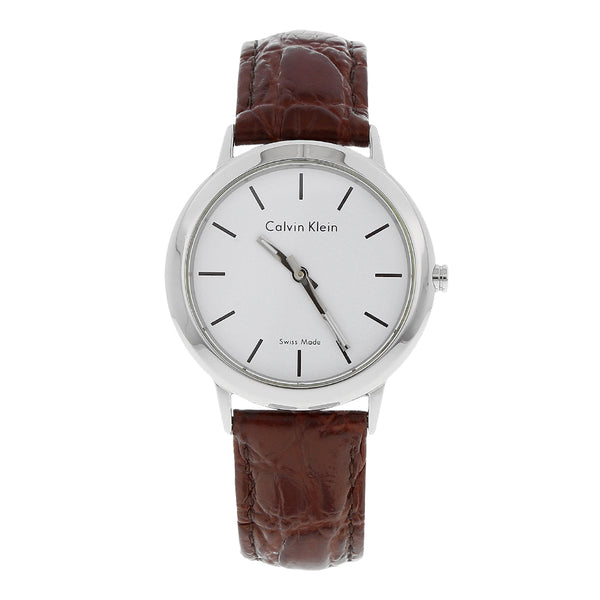 Reloj Calvin Klein para caballero en acero inoxidable correa piel.