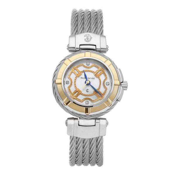 Reloj Philippe Charriol para dama en acero inoxidable vistas oro en amarillo.