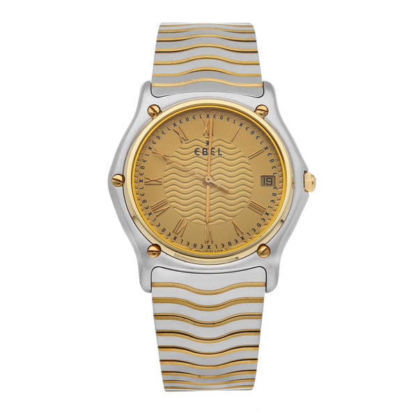 Reloj Ebel para caballero en acero inoxidable vistas en oro amarillo 18 kilates.